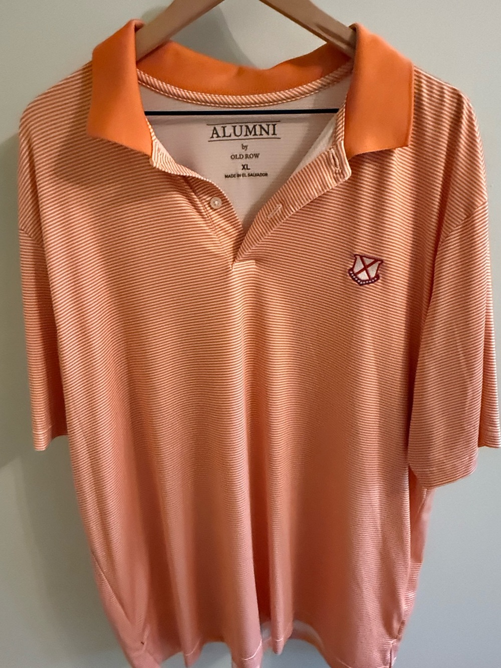 Alumni by Old Row Orange Striped Performance Golf Polo Men’s XL Preppy